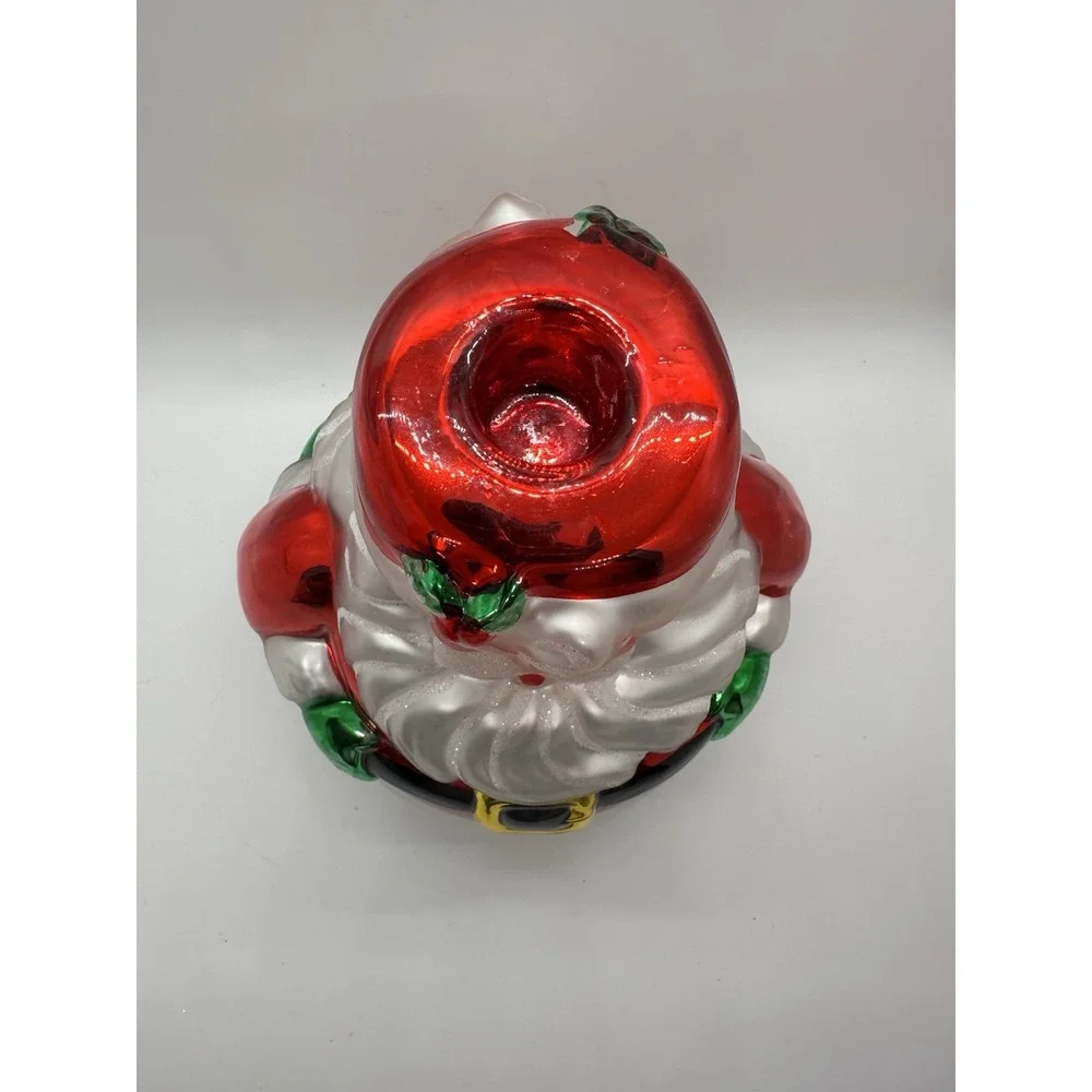Dept 56 Handblown Mercury Glass Santa‎ Candle Holder Two Sided 7.5